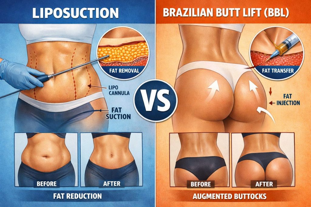 Liposuction vs Brazilian butt lift comparison